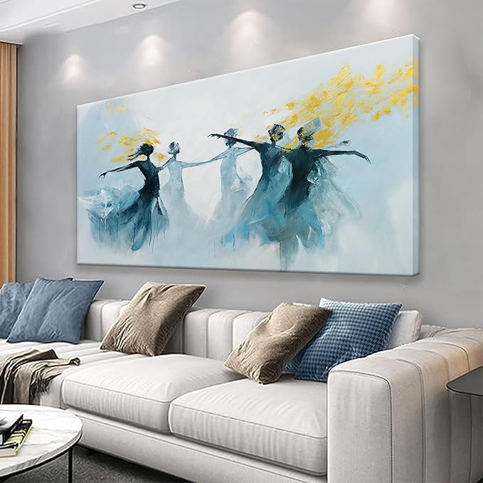 TAIJXAGSG Abstract Wall Art For Living Room Canvas Wall Art Decor Blue And White Dancer Wall Art Paintings Abstract Wall Decor Artwork Bedroom Bathroom Office Home Wall Decor Can Be Hung 24" X 48"
