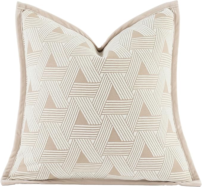 2025 New 18x18'' inches Throw Pillow Cushion Covers - Triangle Pattern with Edge Strip Chenille Jacquard Embroidery Luxury Modern Style Couch Sofa Bed Pillow Cover for Living Room Bedroom