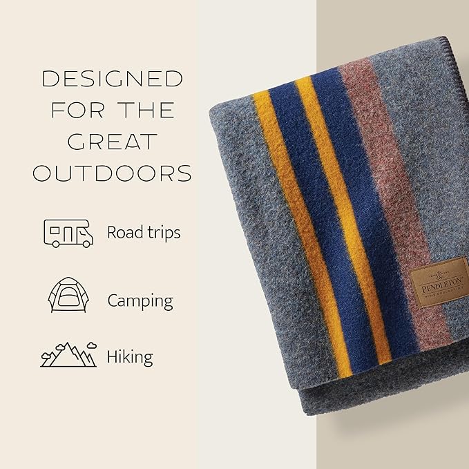 Pendleton Yakima Throw 54" x 66" - Wool Cotton, Soft and Durable Wool Throw for Home and Travel - Lake