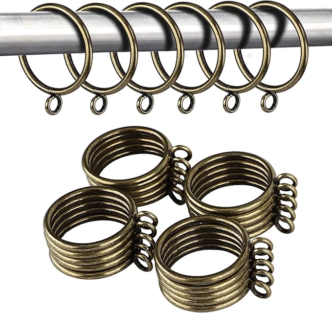 42 PCS Curtain Rings, 1.5 inch Metal Curtain Drape Sliding Eyelet Rings-Hanging Rings for Curtains and Rods, Fits Up to 1 1/4-Inch Rod, Antique Bronze(Clips Not Included)