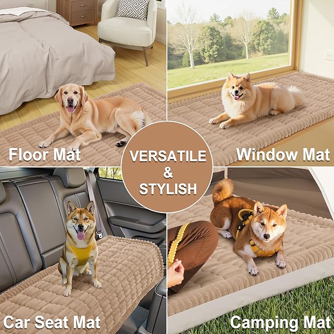 Smiry Couch Cover for Dogs Washable, Non Slip Fuzzy Pet Couch Covers for 3 Cushion Sofa Pet Friendly, Thick Soft Sofa Slipcovers Cushion Protector (Khaki, 27.6" x 70.9")