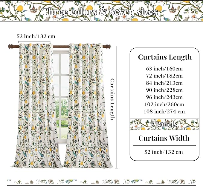MUSSEL Velvet Whimsical Floral Curtains 72 inches Long,White Luxury Botanical Room Darkening Curtain Drapes,2 Panels Mid Century Hummingbird Art Deco Window Curtains for Living Room Bedroom