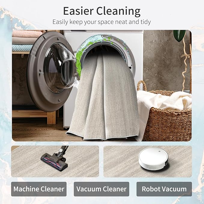 Enkor Runner Rugs for Hallway, 2x8 Washable Soft Non Slip Abstract Rugs for Kitchen, Modern Mat for Entryway Living Room Bedroom Beige & Grey