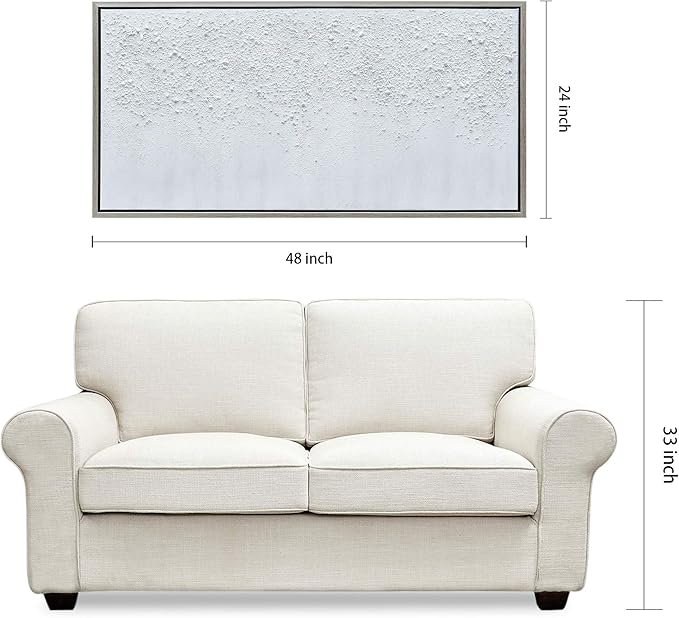Empire Art Direct Abstract Wall Art Textured Hand Painted Canvas by Martin Edwards, Champagne Frame, 24" x 48", White Snow B
