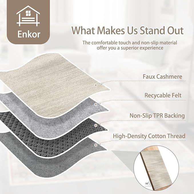 Enkor Area Rugs 8x10 Washable Non Slip Abstract Soft Rugs for Living Room Bedroom, Modern Mat for Kitchen Entryway Beige & Grey