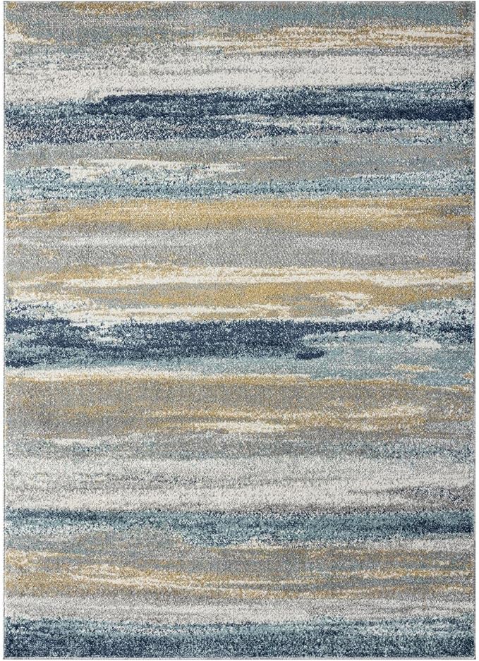 LUXE WEAVERS Rug Modern Area Rug Stain Resistant, Yellow and Blue/Size 6x9