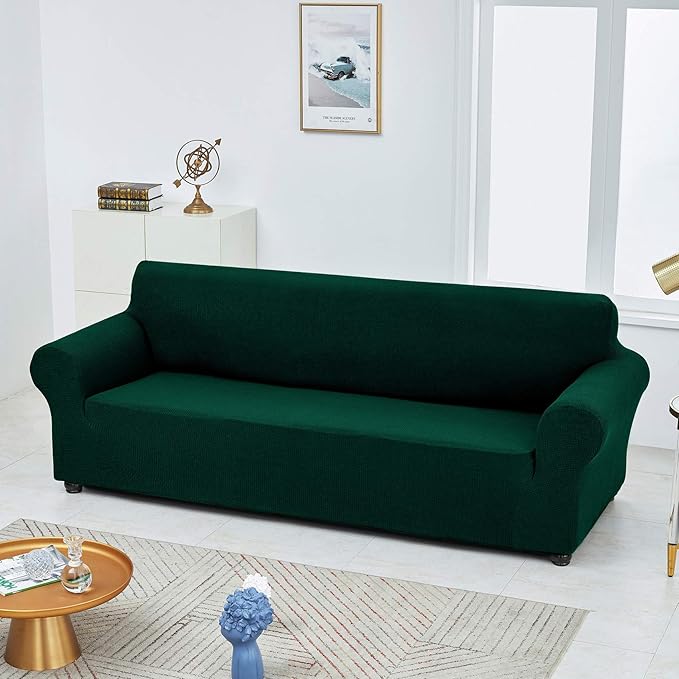 Joccun Stretch Couch Cover Slipcovers, 1-Piece Sofa Covers for 3 Cushion Couch Spandex Jacquard Washable Furniture Protector Cover for Living Room,Kids,Pets(Sofa,Hunter)