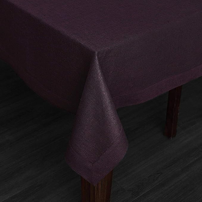 Solino Home Grape Linen Tablecloth 60 x 108 Inch - 100% Pure Linen Table Cloth for Rectangle Tables - Athena, Machine Washable Tablecloth for Fall, Autumn, Winter, Thanksgiving, Christmas, Holiday