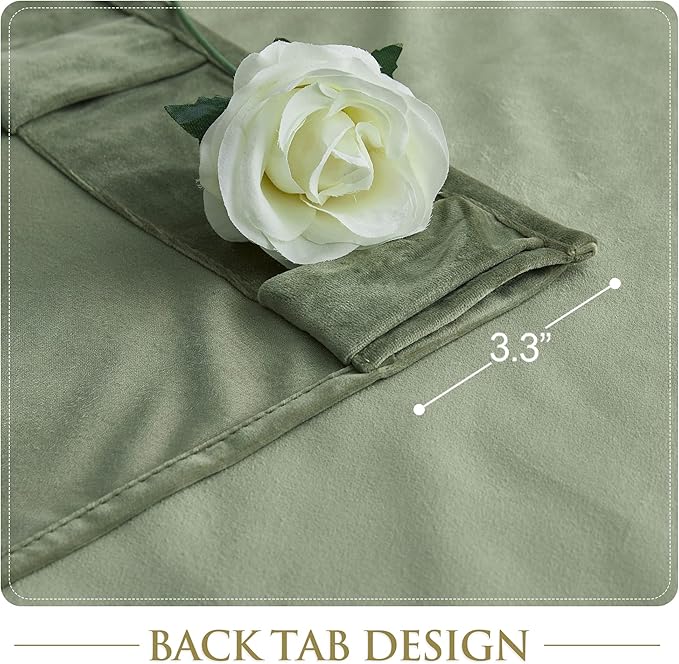 StangH Velvet Curtains 108 inches for Living Room, Sage Green Room Darkening Window Drapes for Nursery Kids, Heavy Thick Curtain Panels for Backdrops, W52 x L108, 2 Panels
