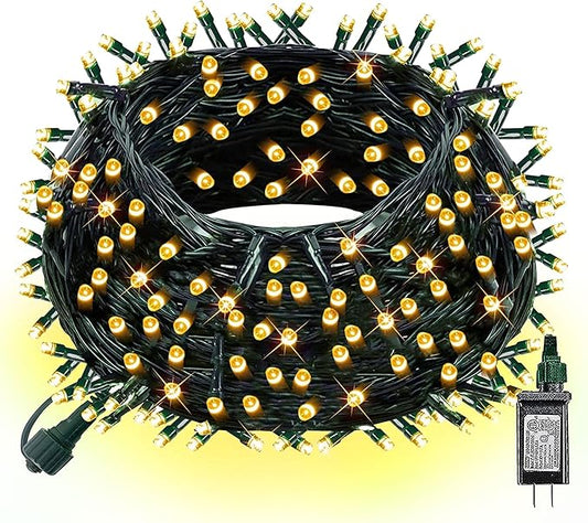Dazzle Bright Christmas String Lights, 4 Pack Total 264FT 800LED Connectable Green Wire 8 Modes String Lights, Waterproof Christmas Light for Indoor Outdoor Patio Party Wedding Decorations, Warm White