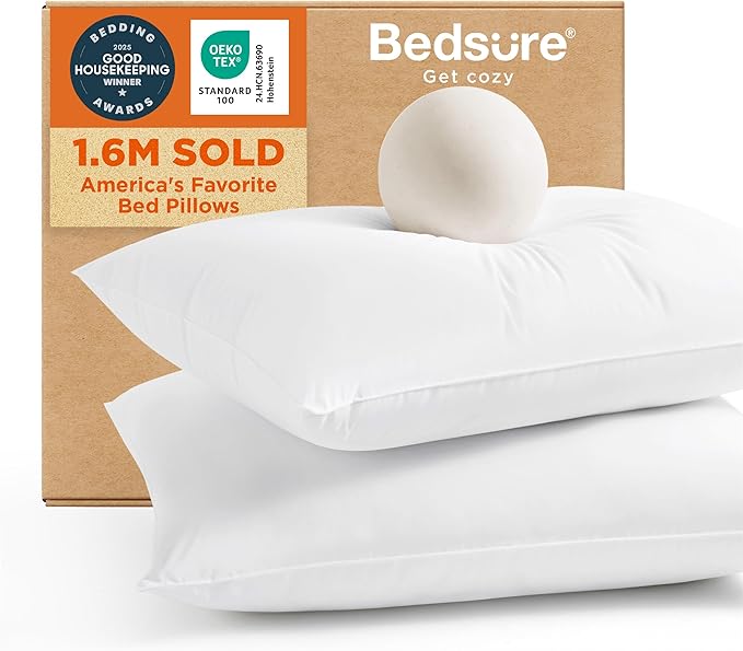 Bedsure Medium Firm King Pillows 2 Pack, Bed Pillows for Sleeping King Size Set of 2, Hotel Quality Premium Down Alternative for Medium Supportive Filling for Side, Back Sleepers