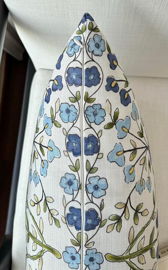 Zea Garden Printed Decorative Lumbar Accent Throw Pillow Cover - Decor for Living Room, Sofa, Chair, Patio, Car, Balcony, Bench, Porch, Nursery, Office, Bedroom - 14x24 Inches, Blue