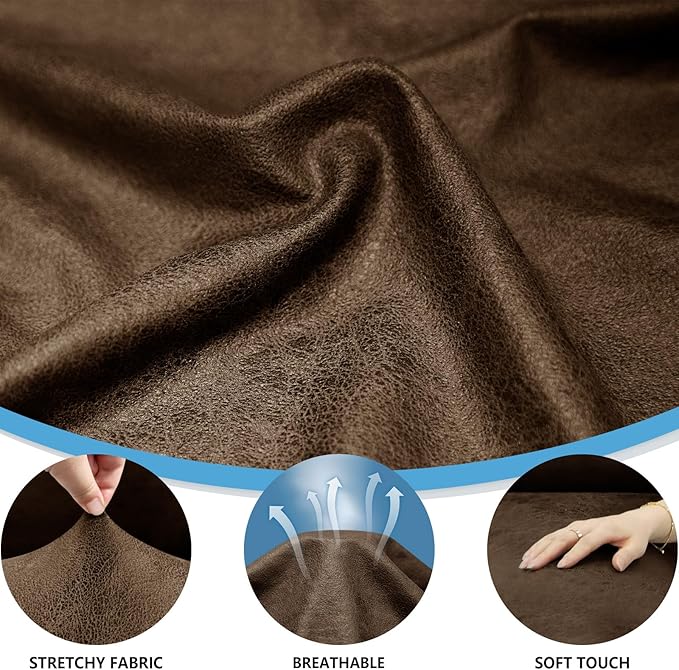 2-Pieces T Cushion Armchair Slipcovers Leather Look Couch Cover Chair Covers Stretch Furniture Protector Sofa Cover with 1 Individual T Cushion Seat Cover Slipcover Sets Washable, Dark Brown