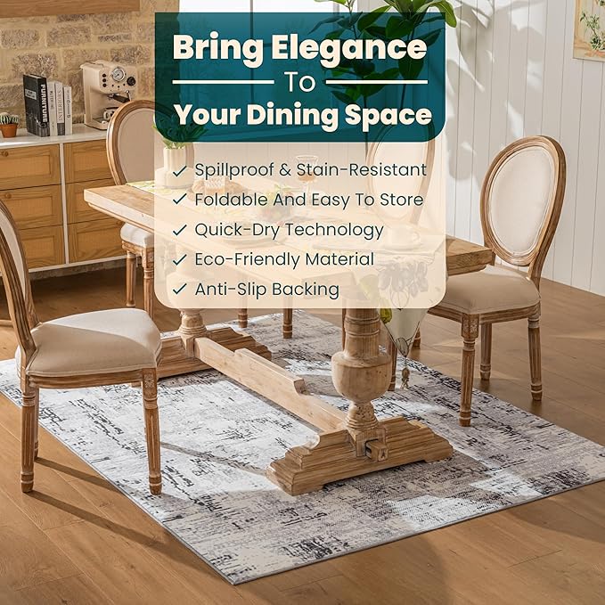 Istana 5x7 Area Rug - Grey Rugs for Living Room 5x7 - Foldable Rugs for Bedroom - Stain Resistant Washable Rug - Eco-Friendly Boho Area Rugs - Easy to Clean Living Room Rug