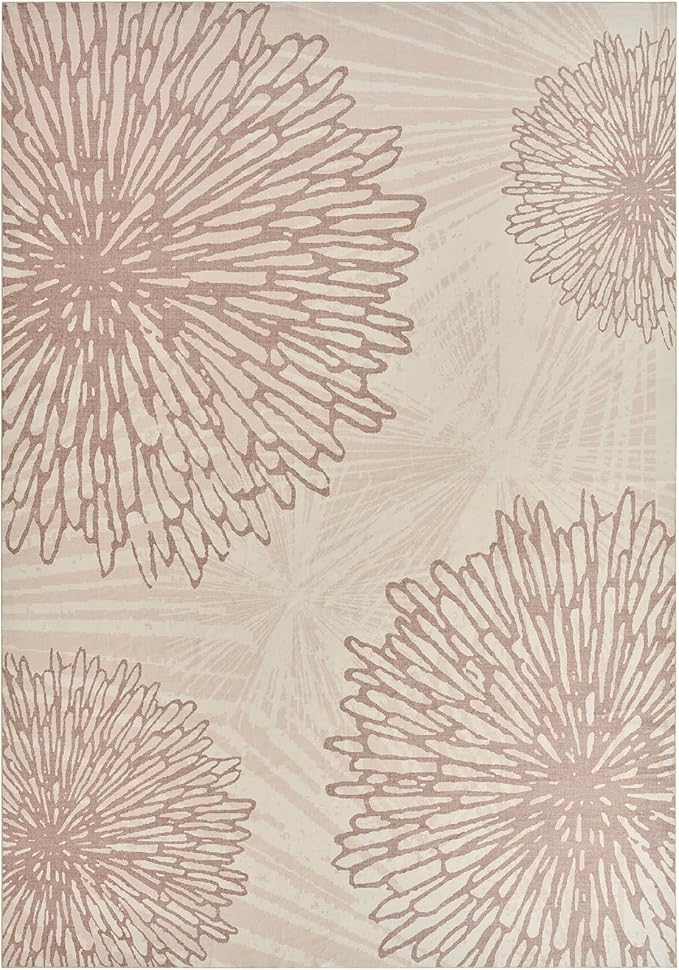 WITSHOCK 12x14 Area Rugs for Living Room: Beige Floral Washable Rugs for Bedroom Dining Room Office Nursery Modern Non-Slip Stain Resistant Low Pile Home Decor（Beige/Brown,12'x14'）