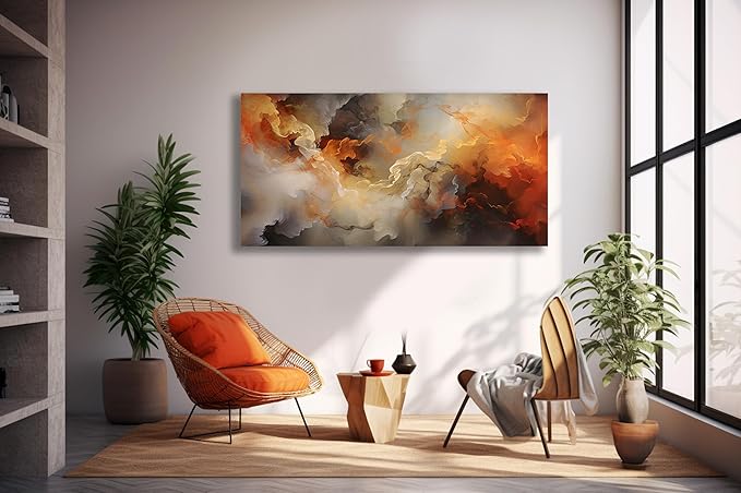 VHMING Abstract Wall Art Home Decor Orange Artwork Wall Art Prints Canvas Painting Wall Decor for Living Room Bedroom Office Decoration 20"x40"