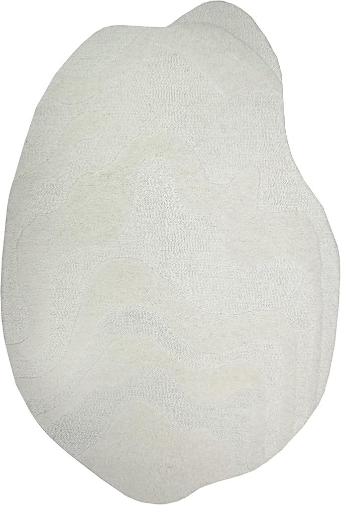 Natural Weave Irregular Shape Hand-Tufted Wool Area Rug – 100% Wool Carpet for Bedroom, Living Room & Home Decor – Modern Artistic Floor Rug