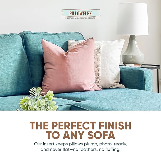 Pillowflex Synthetic Down Alternative Pillow Inserts for Shams - Comfy Pillows for Sleeping, Perfect & Best for Sleeping, Handmade Down Alternative Throw Pillow Inserts - (14x14 Set of 2)