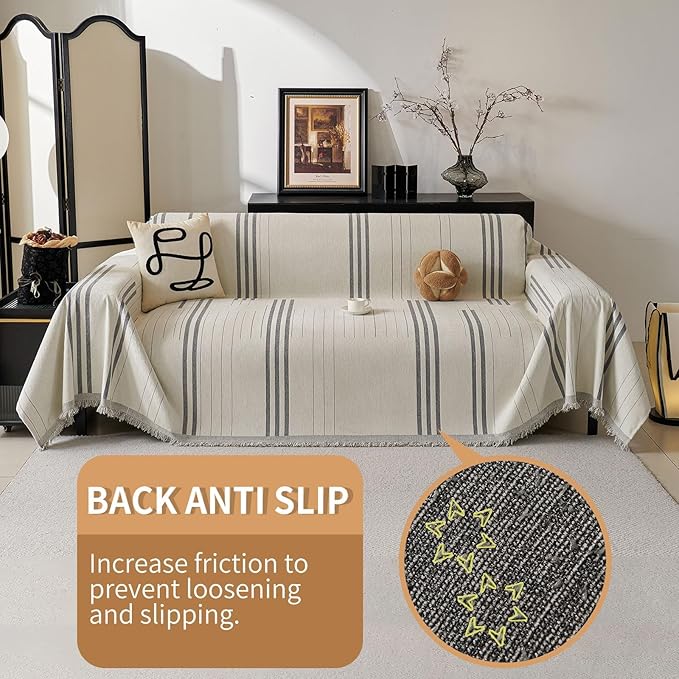 Boho Non Slip Covers Sofa Covers for 3 Cushion Chenille Dog Pet Couch Protector Washable L Shaped Sofa Cover ﻿ (Light Gray, 71"*150")
