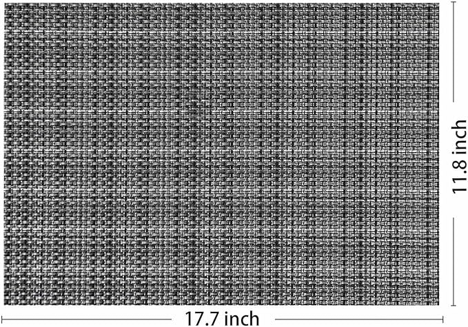 AHHFSMEI Placemats for Dining Table Set of 4 Woven Vinyl Plastic Place Mats Non-Slip Heat Insulation Stain Resistant Table Mats Washable Easy Clean Placemats (Linen Black 4)