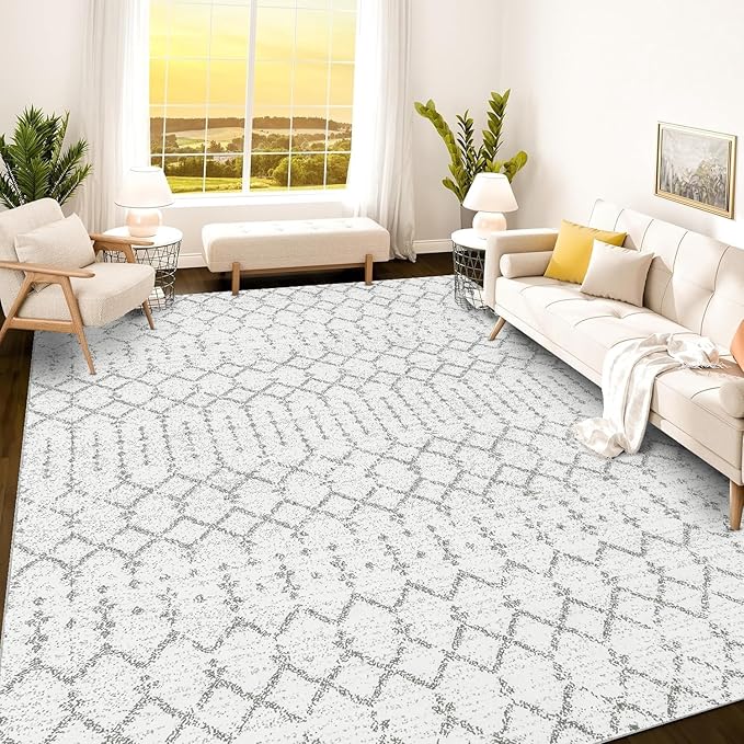 Istana 9x12 Area Rug - Grey 9 x 12 Area Rugs for Living Room - Foldable 9x12 Rugs for Bedroom/Living Room Rug - Stain Resistant Washable Rugs - Eco-Friendly Area Rugs