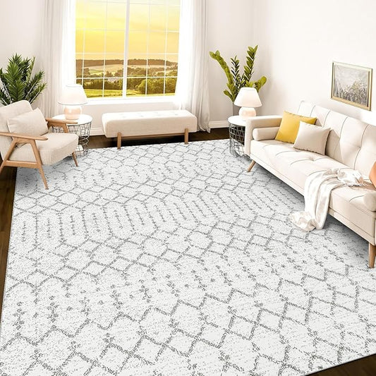 Istana 9x12 Area Rug - Grey 9 x 12 Area Rugs for Living Room - Foldable 9x12 Rugs for Bedroom/Living Room Rug - Stain Resistant Washable Rugs - Eco-Friendly Area Rugs