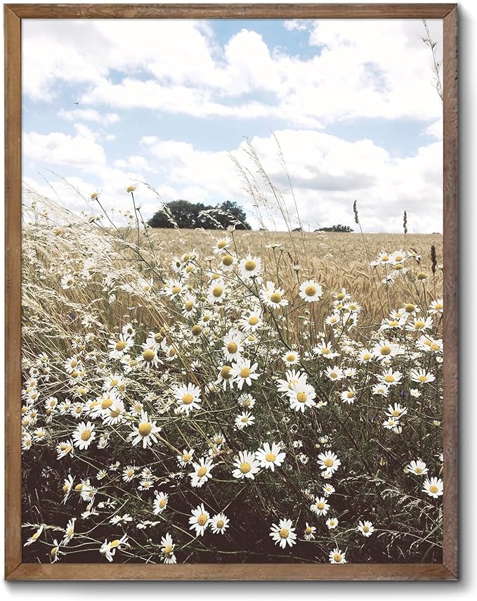 XOCUUI Wall Art for Living Room Landscape Canvas Wall Decor Meadow with Flowers Vintage Paintings Classical Wildflower Field Scene Boho Floral Pictures Decor Gifts for Bathroom Bedroom 8x10 Unframed