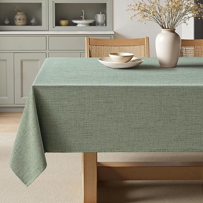 MIULEE Sage Green Linen Polyester Tablecloth 60x84 Inch Rectangle Table Cloth Waterproof,Stain Resistant & Wrinkle Resistant for Dining Party Wedding