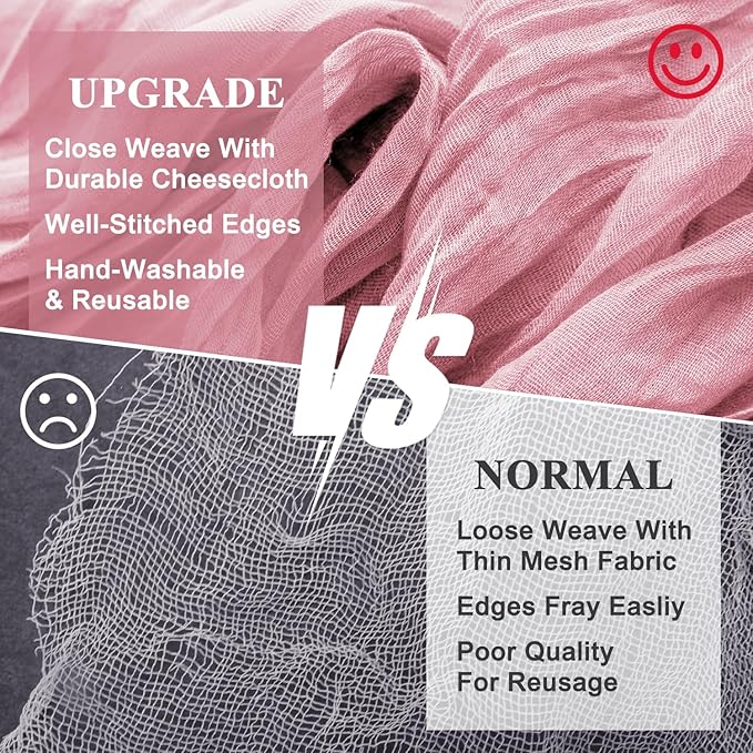 Wokceer Cheesecloth Table Runner 2Pack 10FT Pink Boho Gauze Cheese Cloth Table Runner for Party Long Rustic Sheer Table Runners for Baby Bridal Shower Wedding Easter Table Decor