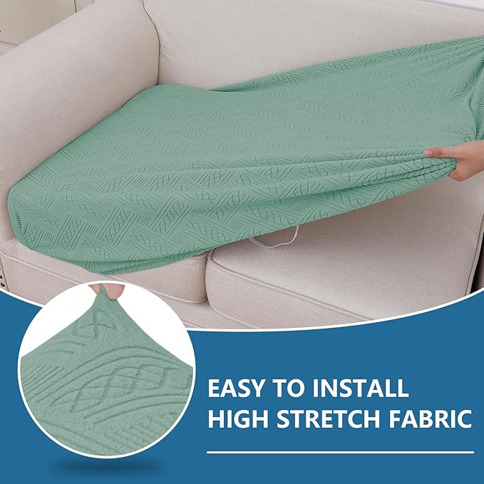 hyha Individual Couch Cushion Covers, Stretch Magic Sofa Seat Cushion Covers Washable, Dog Couch Sofa Slipcover for Pets, Kid with Elastic Bottom(Large, Green)