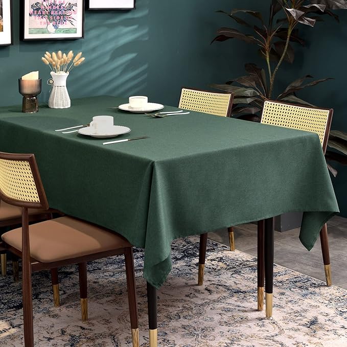 BALCONY & FALCON Table Cloth for 6ft Rectangle Tables – Waterproof, Wrinkle-Free Farmhouse Tablecloth for Dining, Kitchen, Christmas Holiday Gatherings (Hunter Green, 55" x 95")