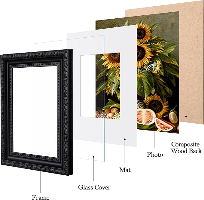 eletecpro 4x6 Picture Frames Set of 2, Vintage Photo Frames with Glass, Display 3.5x5 Photo with Mat or 4x6 without Mat for Tabletop or Wall Decor, Black
