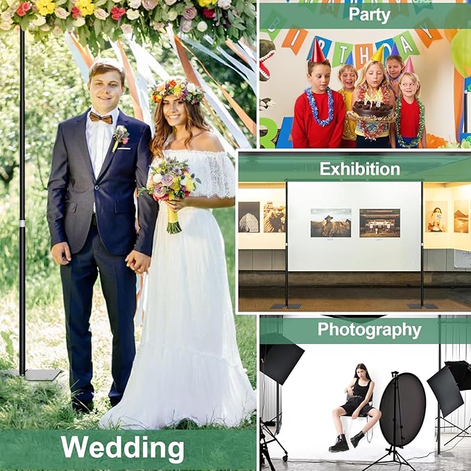Pipe and Drape Backdrop Stand Kit 7x10ft, Heavy Duty Back Drop Adjustable Stand with Carry Bag, Metal Background Frame for Parties Wedding Birthday Decoration Photography Photo Booth Video