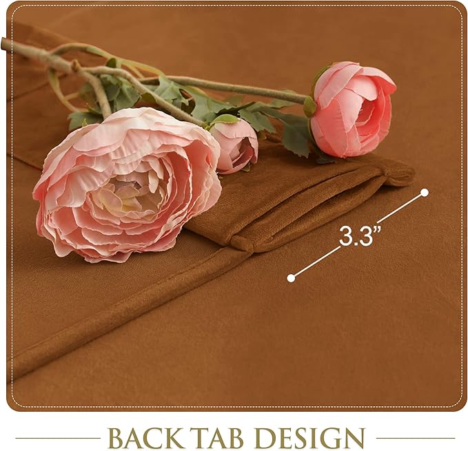 StangH Burnt Orange Curtains 94 inches Long Fall Autumn Decor Back Tab Insulated Room Darkening Drapes, Elegant Curtain Panels for Bedroom Modern Home Decor, W52 x L94, 2 Panels