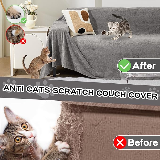 MEETSKY Couch Cover for 2 Cushion Couch,Couch Covers for Dogs Washable Cat Scratch Proof Sectional Love Seat Covers L Shaped Soft Couch Furniture Protector for Pets,71" x 118",Grey