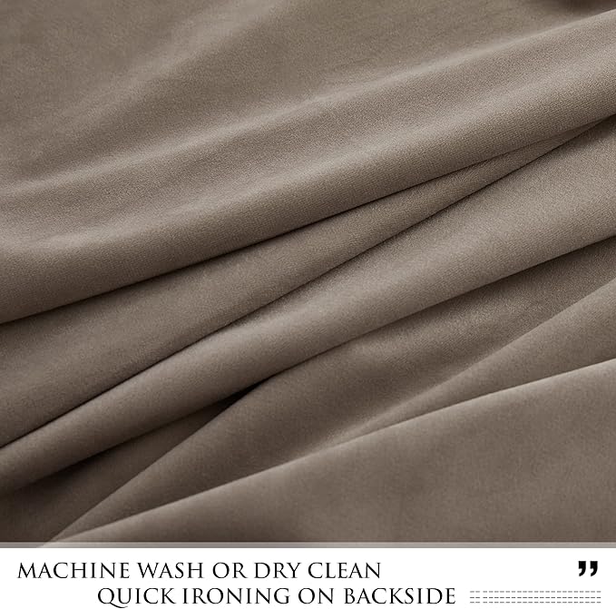 StangH Super Soft Velvet Curtains Taupe Bedroom Curtains Light Dimming 2 Panels, Solid Back Tab Window Drapes Cold Resistant Soundproof for Business Office/Study, W42x L96