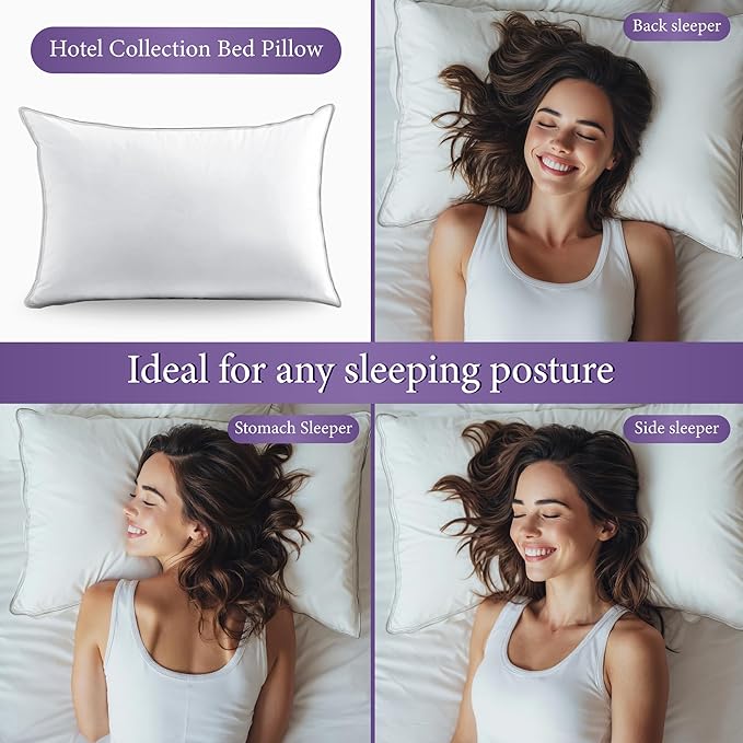 SANSWAN Goose Down Feather Blend Pillows Queen Set 2, 650 Fill Power 100% Cotton Shell, Hotel Quality Hypoallergenic Medium Firm, Machine Washable for Back/Stomach/Side Sleepers