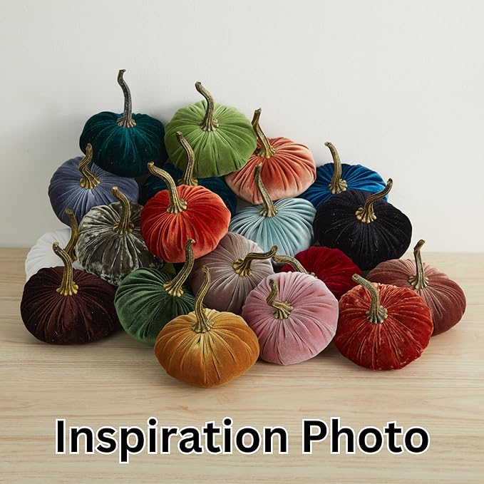Your Heart's Content Set of 3 Small Velvet Pumpkins, Trending Home Decor, Modern Rustic Wedding Decor, Thanksgiving, Autumn tablescape, Gift for (Sm Harvest Gold Olive)