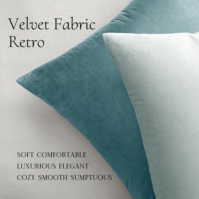 MIULEE Pack of 2 Velvet Pillow Covers Decorative Square Pillowcase Soft Solid Cushion Case for Spring Sofa Bedroom Car 20x20 Inch Baby Blue