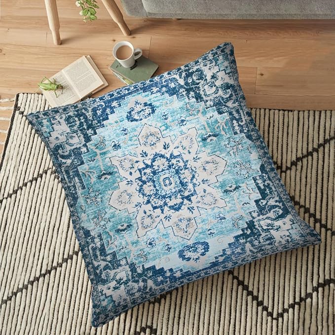 Boho Throw Pillow Covers 16x16 inch Set of 2,Bohemian Vintage Carpet Pattern Antique Ethnic Decor Double Sided Pattern Cushion Cover Soft Pillow Case Living Sofa Room Bed Square Pillow Cover