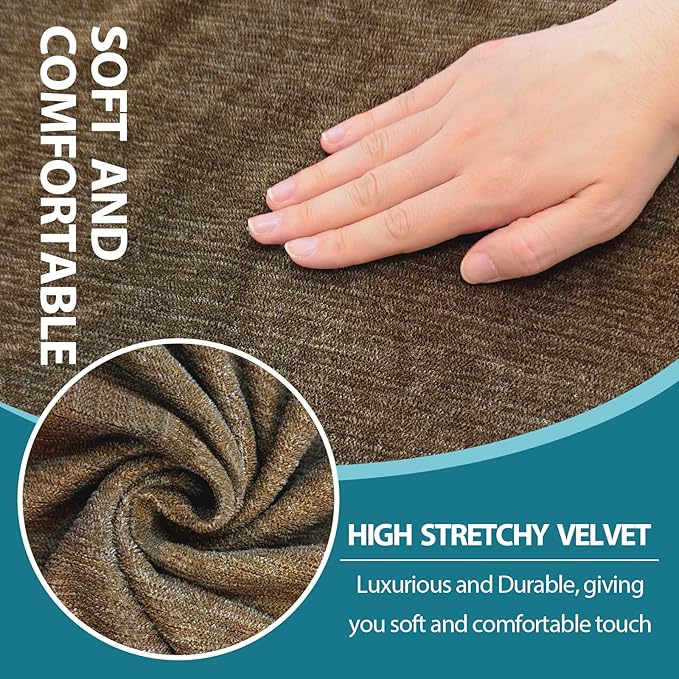 T Cushion Loveseat Slipcover 3 Pieces Sofa Covers for T Cushion Sofa Stretch Slip Covers for 2 Cushion Couch with 2 Individual T Shape Seat Covers (Chocolate, 2 Cushion)