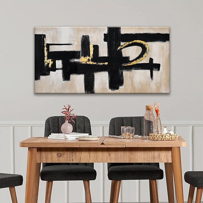 QSQ Black Abstract Wall Art Minimalist Canvas Art Wall Decor Paintings Artwork For Walls Modern Abstract Art Prints Picture For Bedroom Hallway Office Home Wall Decor 20 x 40 In