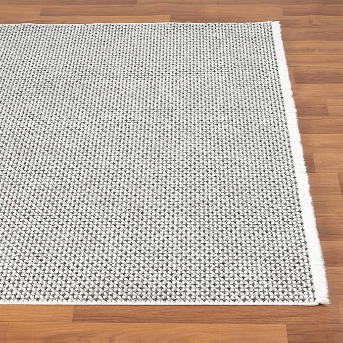 LUXE WEAVERS Solid Machine Woven White Dark Gray 6x9 Area Rug, Indoor Stain-Resistant Carpet
