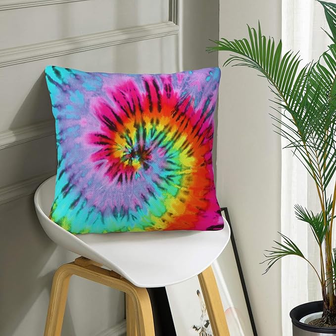 Colorful Tie Dye Throw Pillow Covers Set of 2 Tie Dye Pillow Covers 18x18 Inch Modern Farmhouse Home Decorative Pillow Cases Cushion Cover for Sofa Living Room Office