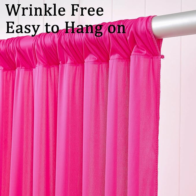 10ft x 10ft Wrinkle Free Hot Pink Backdrop Curtains for Parties, Polyester Photo Backdrop Drapes 2 Panels 5x10ft for Weddings Birthday Photography Party Background Baby Shower Decor