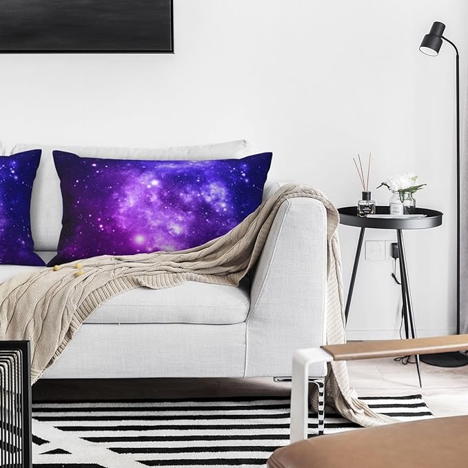 Galaxy Star Lumbar Pillow Covers 12x20 Inch Set of 2 Space Nebula Throw Pillow Cover Starry Sky Stars Pillowcase Cushion Cases for Home Couch Bed Sofa