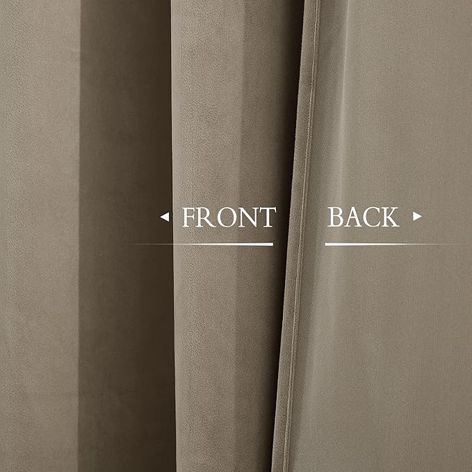 StangH Camel Beige Velvet Curtains 72 inches Back Tab for Doorway, Thick Heavy Room Darkening Curtains Thermal Insulated for Living Room/Bedroom/Porch, W52 x L72, 2 Panels