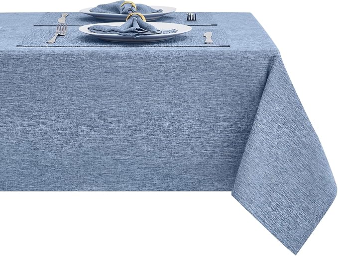 Rectangle Table Cloth Linen Farmhouse Stainproof Waterproof Washable Polyester Oblong Rectangular Fabric Table Cover for Kitchen Dining Dinner(Denim Blue/60x104 Inch)