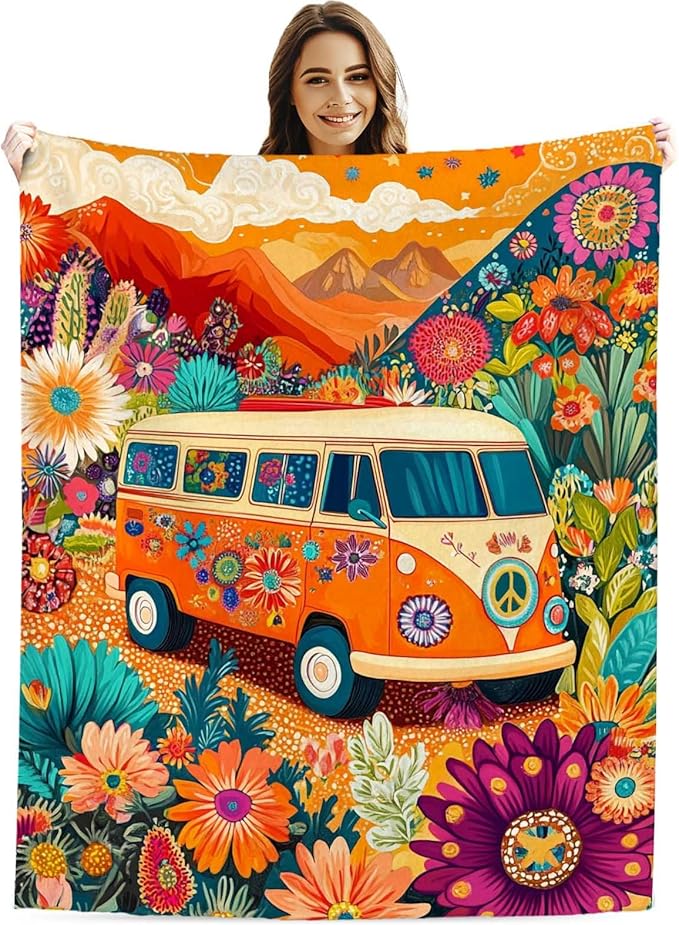 Van Driver Gift Blanket, Artistic Home Decor for Sofa Bedroom, Warm Gift for Men, Women, Kids, 60"x80", Machine Washable Machine Washable