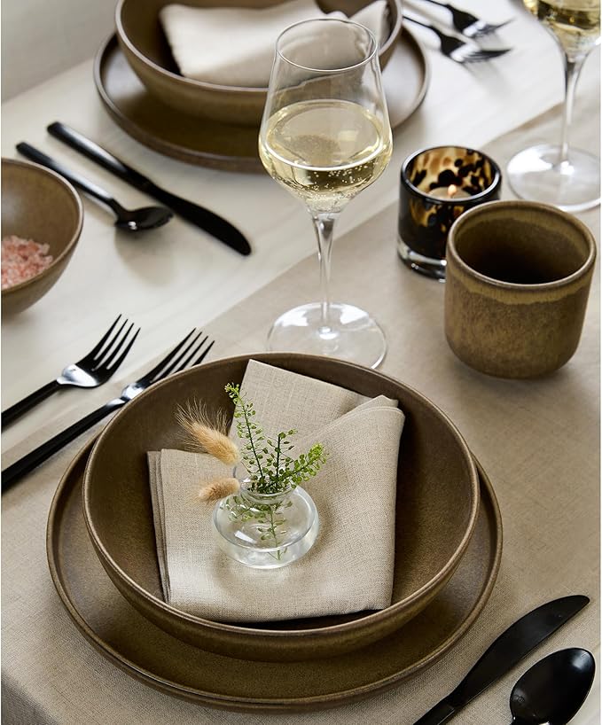 Solino Home Natural Linen Napkins Set of 6-100% Pure Linen Cloth Washable Dinner Napkins 20 x 20 Inch for Christmas, Holiday, New Year - Fete